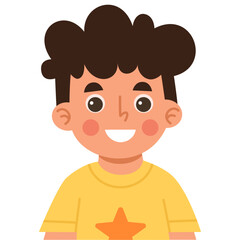 Illustration of a cheerful boy character in a yellow shirt