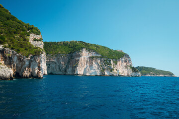 Rocky Cliffs and Clear Blue Sea