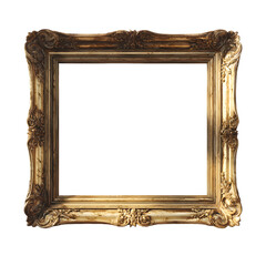 Empty ornate gold picture frame