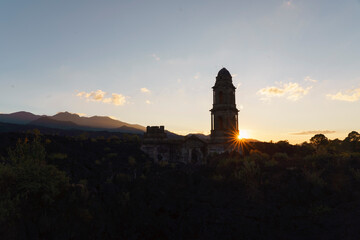 Sunrise starlight on San Juan de Paricutin Church