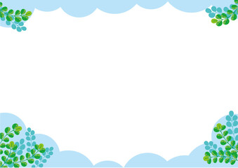 緑の葉っぱと青空のイメージフレーム枠イラスト