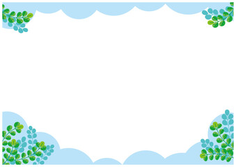 緑の葉っぱと青空のイメージフレーム枠イラスト