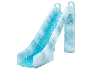 ice nflatable water slide with cascading water isolated on transparent background
