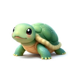 Cute and Adorable Fluffy Turtle Isolated on White Background