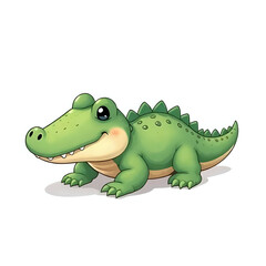 Cute and Adorable Fluffy Crocodile Isolated on White Background