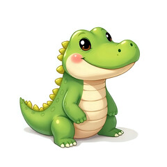 Cute and Adorable Fluffy Crocodile Isolated on White Background