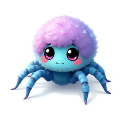 Cute and Adorable Fluffy Spider  Isolated on White Background