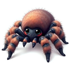 Cute and Adorable Fluffy Spider  Isolated on White Background