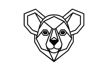 Geometric cheetah face constructed from polygon shapes creates a distinctive outline in black