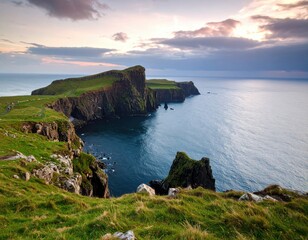 Coastal cliffs at sunset