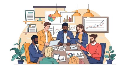 Diverse Team Collaboration Analyzing Data for Strategic Growth and Business Success in a Modern Workplace