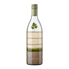 3D render of a layered bioplastic wine bottle with elegant form on transparent background
