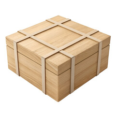 3D render of a matte wooden gift box with elegant structure on transparent background
