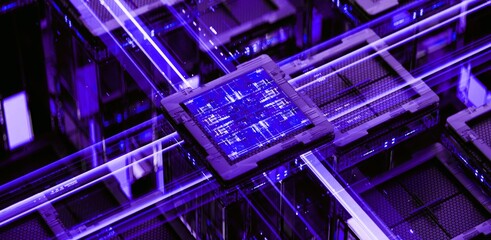 3d rendering of  AI cpu gpu chip