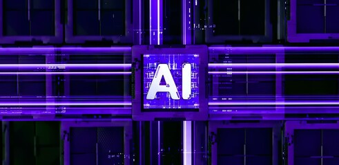 3d rendering of  AI cpu gpu chip