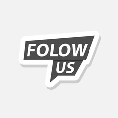 Follow us banner icon sticker isolated on gray background