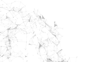 Abstract geometric network particles background. Futuristic connected lines motion pattern. Modern minimal tech structure mesh composition.