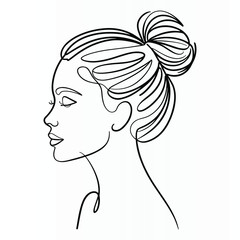 Woman Face Elegant Single  continuous Line Art