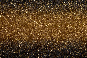 Golden glitter sparkles against a black backdrop, for a festive look. Ideal as a design element for glamour and celebrations.