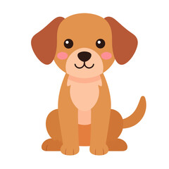 A cute light brown cartoon puppy with floppy ears and pink cheeks, sitting in a friendly pose.