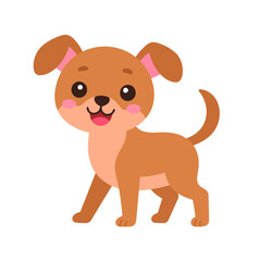 Fototapeta premium Cheerful cartoon puppy with floppy ears and a happy, smiling expression.