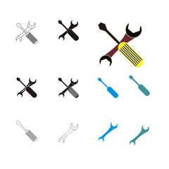 Versatile Mechanical Icon Pack. Modern Vector Tool Collection. Wrench and Screwdriver Icons in Various Styles for Design and Presentations.