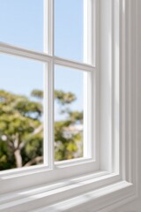 Fototapeta premium Natural light floods through modern window, highlighting elegant