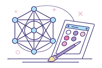 Geometric pattern and digital tablet with paint palette
