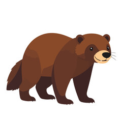 Charming cartoon wolverine with brown fur and a friendly smiling expression