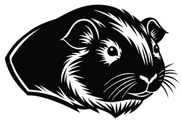 A monochrome guinea pig illustration showcases its adorable features in a simplified line art style