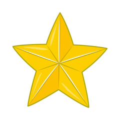 Fototapeta premium Shiny yellow five-pointed star with a faceted surface and glossy highlights.
