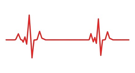 Heartbeat Illustration Simple Red Line on White Background for Medical Concepts and Vital Signs.