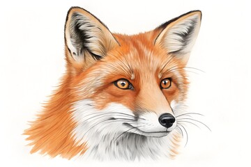 Fox portrait displays detailed fur and amber eyes