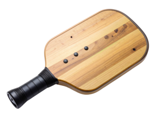   Vintage Wooden Pickleball Racket with Grip Tape, Transparent PNG