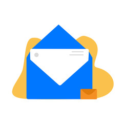 Flat style vector illustration of an envelope with a notification icon, representing new email or message alert. Ideal for communication, newsletter, inbox, or digital marketing design concepts.