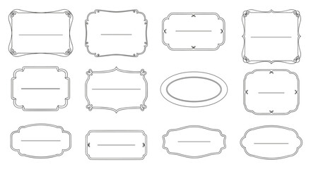 Obraz premium Twelve elegant, customizable vector frames ideal for adding a vintage or classic touch to your designs, perfect for logos, invitations, or certificates.