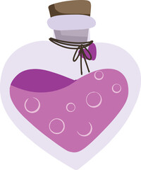 Love Potion in Heart-Shaped Bottle with Bubbles