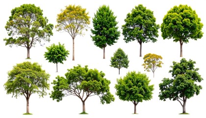 set of trees isolated on white