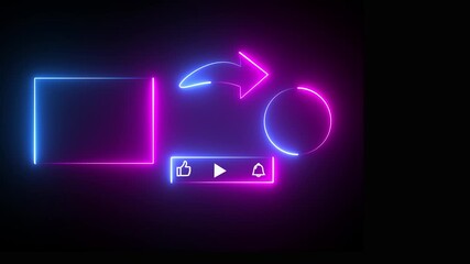 neon glowing 2 color Subscribe button and outro for gaming and video channels Youtube notificafions End screen animation.