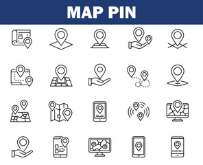 Fototapeta premium Vector art of collection of map pin and location icons