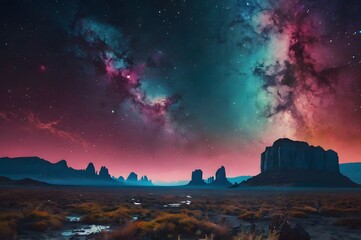 Naklejka premium Beautiful Fantasy landscape with starscape