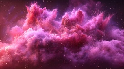 Ethereal cloud of pink and purple hues with cosmic dust sprinkled among stars