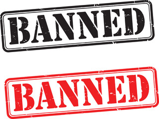 Black and Red Banned Rubber Stamps prohibition forbidden, banned, stamp, rubber stamp, prohibition, forbidden, restricted, denied, rejected, no entry, stop, warning, red stamp, black stamp, grunge, di