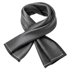 3D render of monochrome carbon fiber scarf knot with clean crisp edges isolated on transparent background
