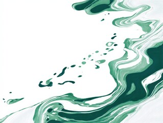 Elegant Green and White Swirl Design in Minimal Composition