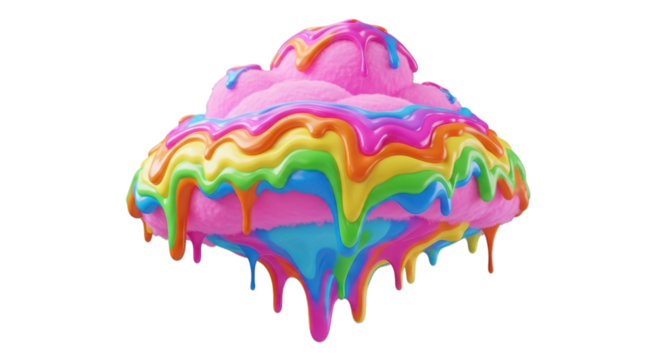 A colorful rainbow ice cream isolated on transparent background
