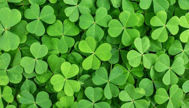 Close-up of vibrant green clover leaves