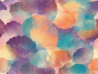 Colorful Layered Gradients and Seashells in a Seamless Tile Pattern