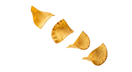 Tortilla chips falling isolated on transparent background
