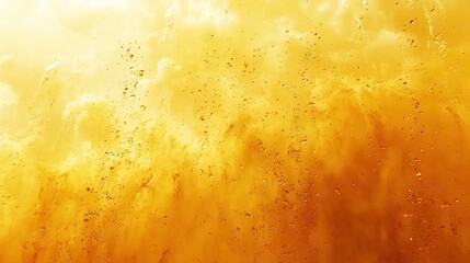 Bright, golden abstract texture with fluid-like shapes and bubbly particles